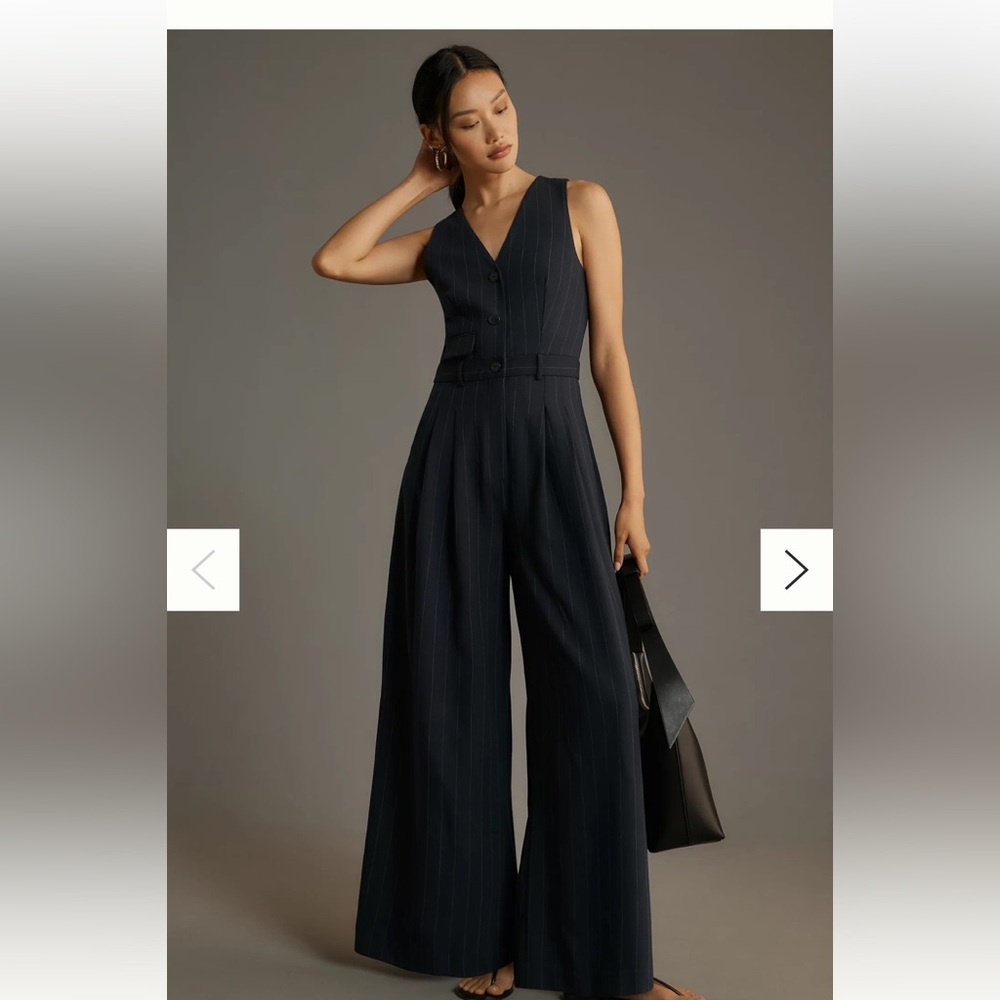 Avery Women's Blue Pinstripe Jumpsuit